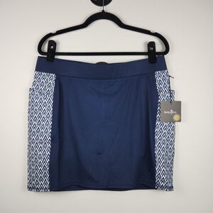 BELYN KEY Ladies Side Panel Skort Knit Golf Tennis Pickleball Chevron Navy NWT L